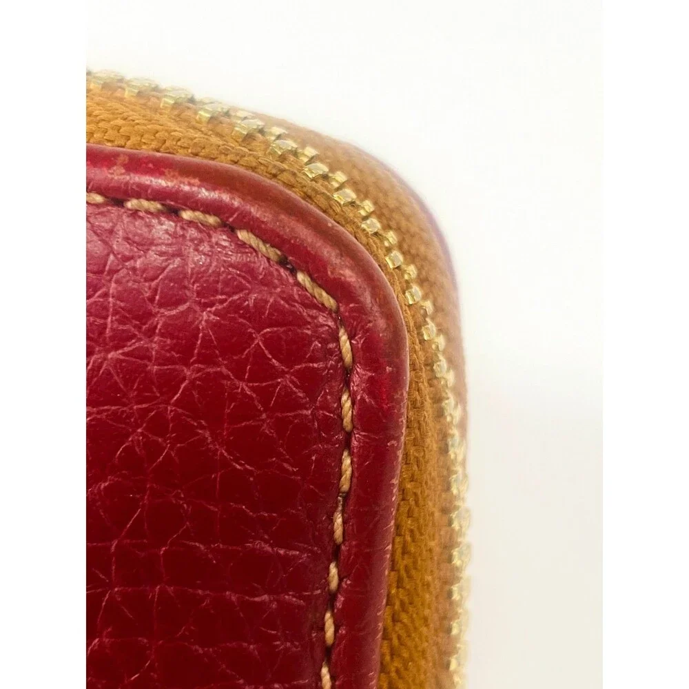 Dooney & Bourke Pebble Grain Large Zip Around Wallet Wristlet Burgundy Red